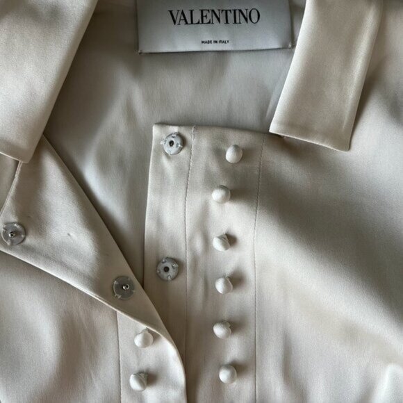 NWT Valentino Beige Silk Buttoned Fitted Blazer Jacket - Picture 5 of 9